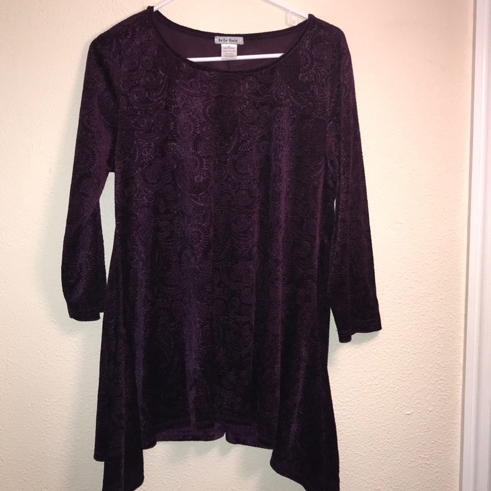 Purple velvet tunic w/ paisley detail- worn once!